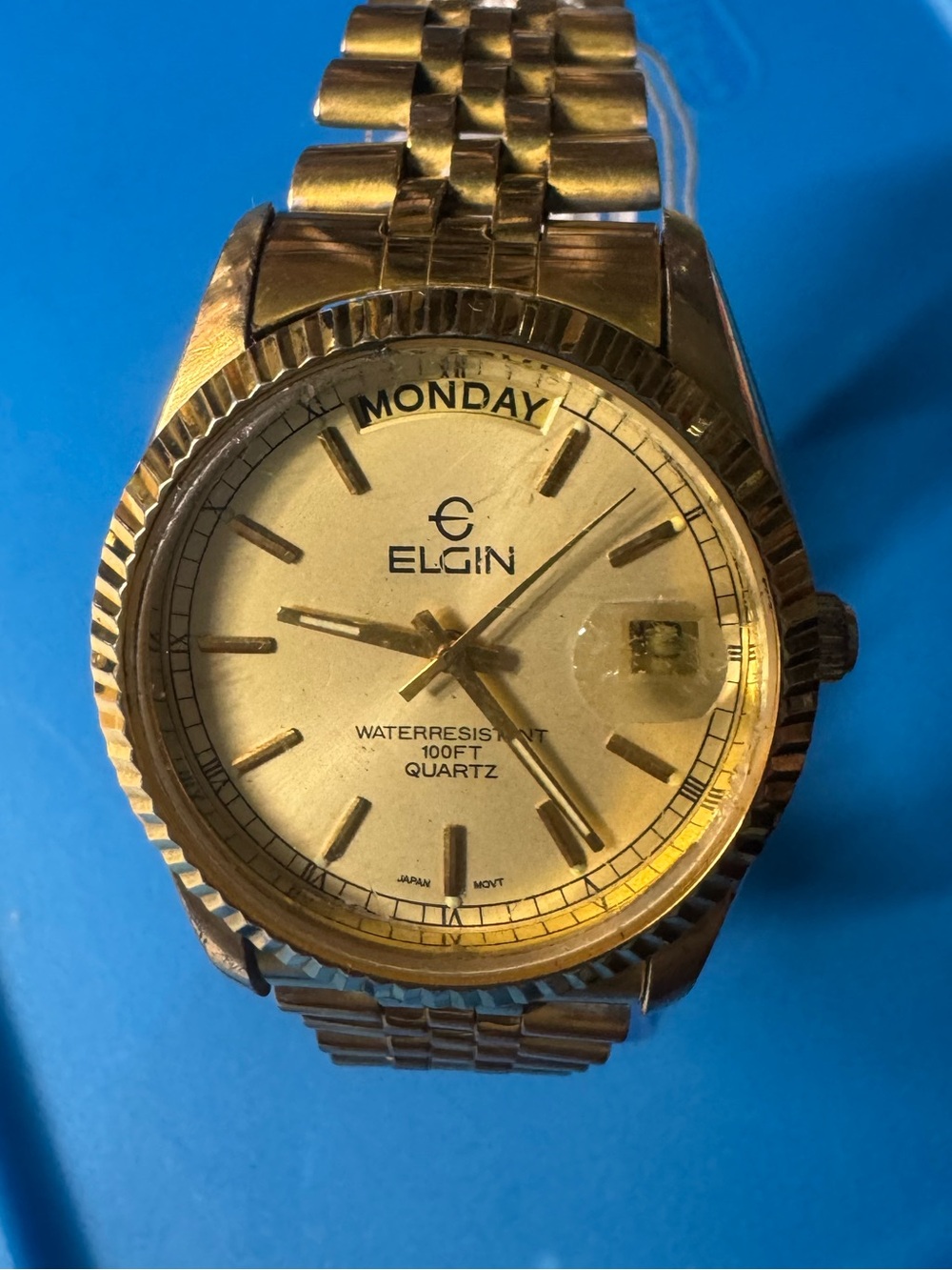 Elgin Men’s Gold Day-Date Quartz Watch